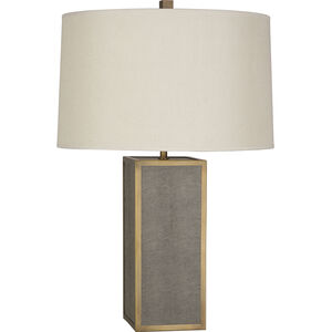Anna 29 inch 150 watt Faux Brown Snakeskin with Aged Brass Table Lamp Portable Light in Taupe Dupioni, Aged Brass Accents