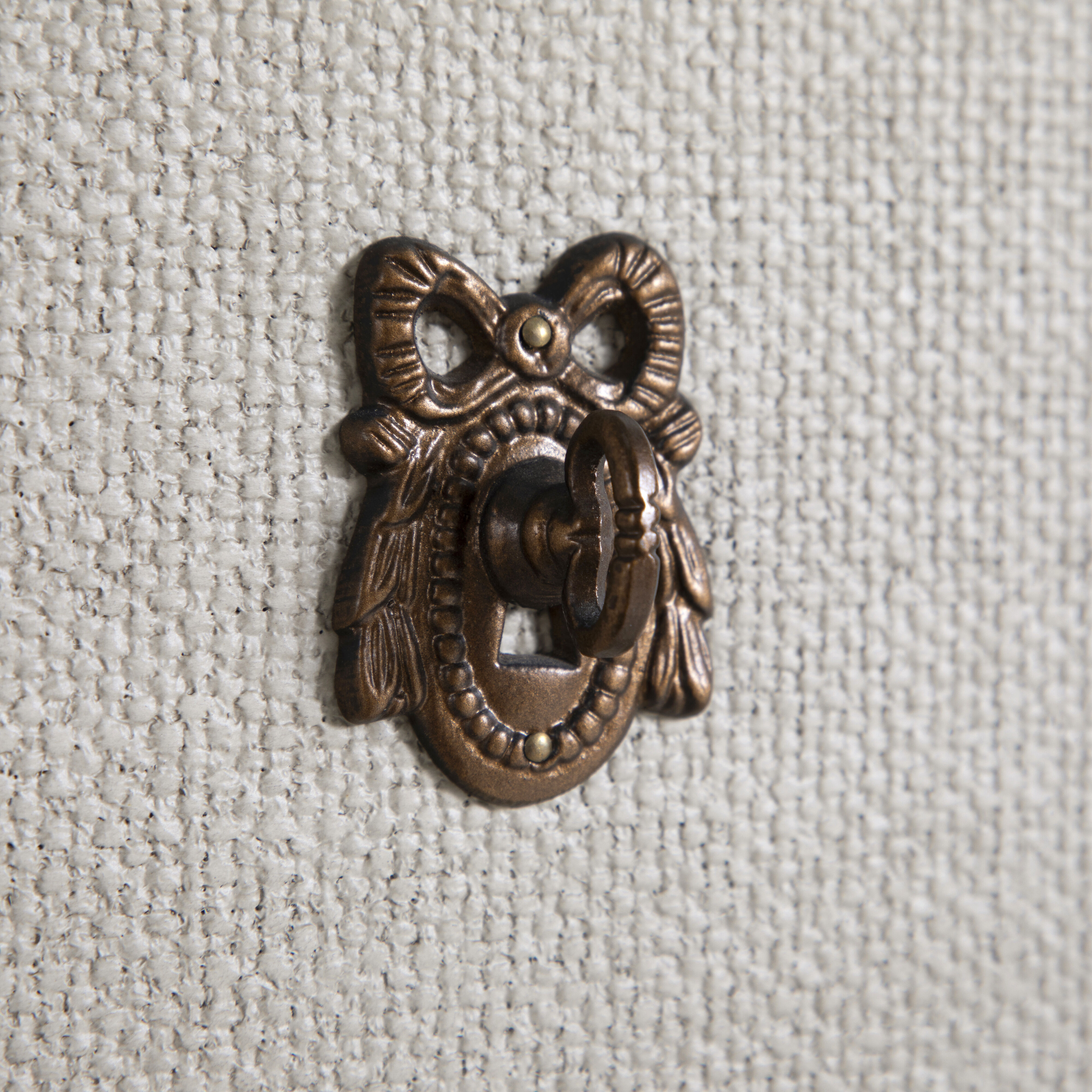 Caroline Cerused White and Painted Burlap Chest