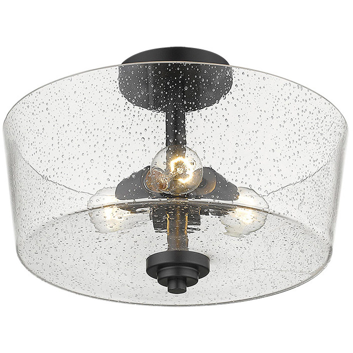 Rowe 3 Light 15 inch Matte Black Semi-Flush Mount Ceiling Light