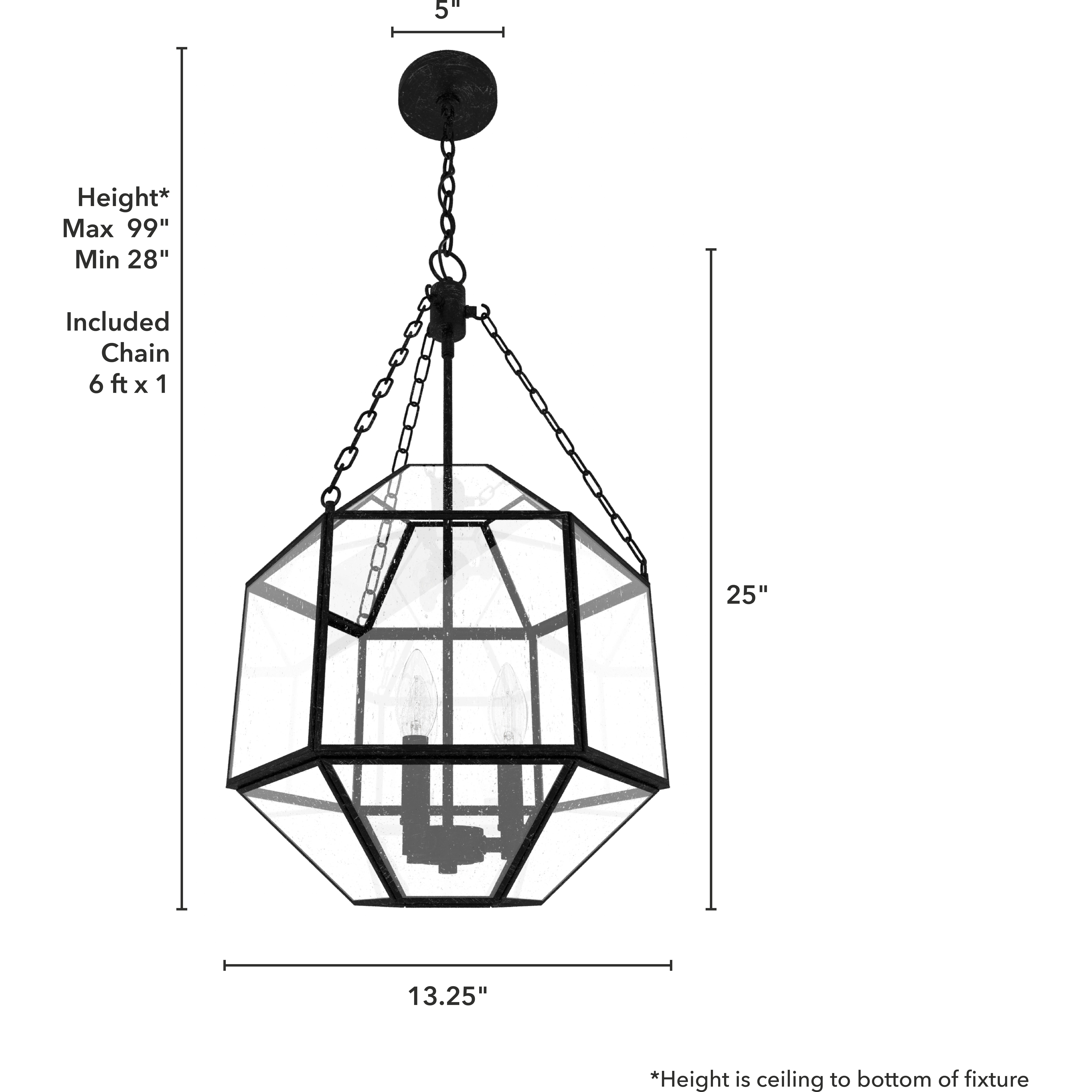 Indria 3 Light 13.25 inch Rustic Iron Pendant Ceiling Light