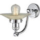 Franklin Restoration Halophane LED 9 inch Polished Chrome Sconce Wall Light in Clear Halophane Glass, Franklin Restoration
