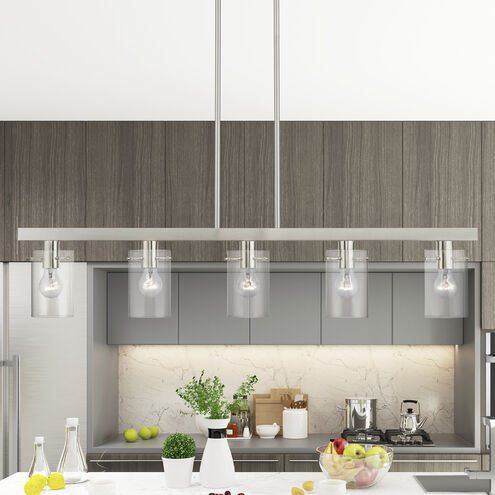 Munich 5 Light 42 inch Brushed Nickel Linear Chandelier Ceiling Light