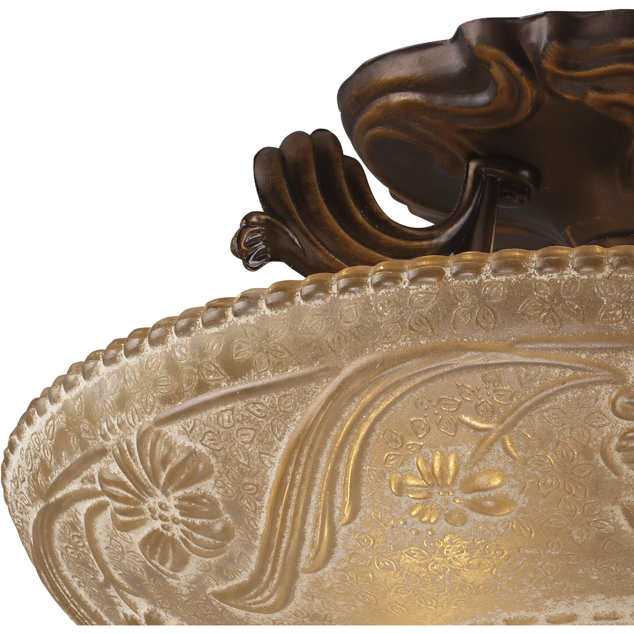 Restoration 3 Light 16 inch Antique Golden Bronze Semi Flush Mount Ceiling Light