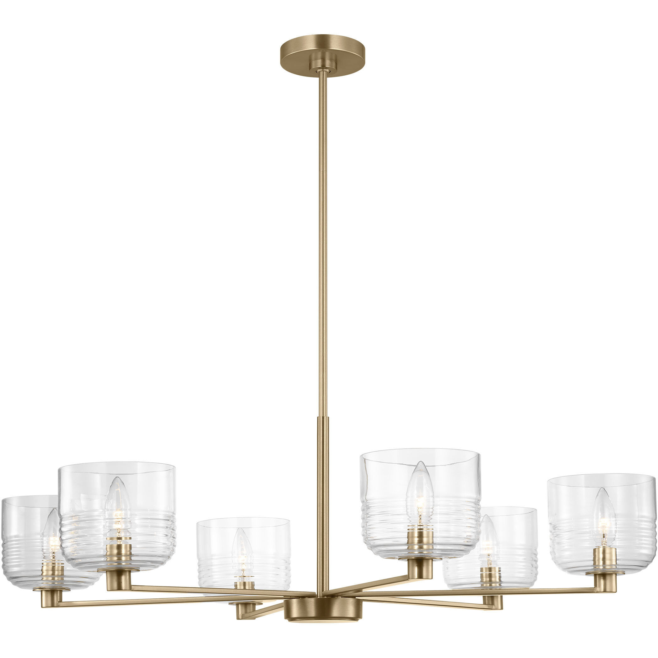 Drew & Jonathan Lochdale 6 Light 33.88 inch Satin Brass Chandelier Ceiling Light, Large