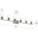 Replay 6 Light 48 inch Polished Nickel Bath & Vanity Light Wall Light