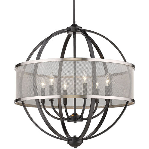 Colson 6 Light 27 inch Matte Black Chandelier Ceiling Light in Pewter