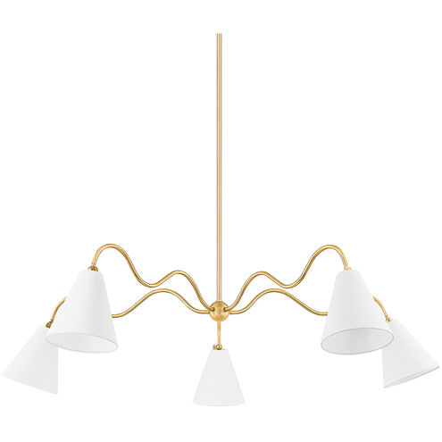 Onda 5 Light 63 inch Aged Brass Chandelier Ceiling Light