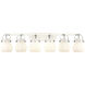 Pilaster II Sphere 6 Light 45.5 inch Polished Nickel Bath Vanity Light Wall Light in Matte White Glass