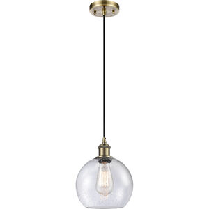 Ballston Athens 1 Light 8 inch Antique Brass Mini Pendant Ceiling Light in Incandescent, Seedy Glass, Ballston