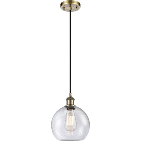 Ballston Athens LED 8 inch Antique Brass Mini Pendant Ceiling Light in Seedy Glass, Ballston
