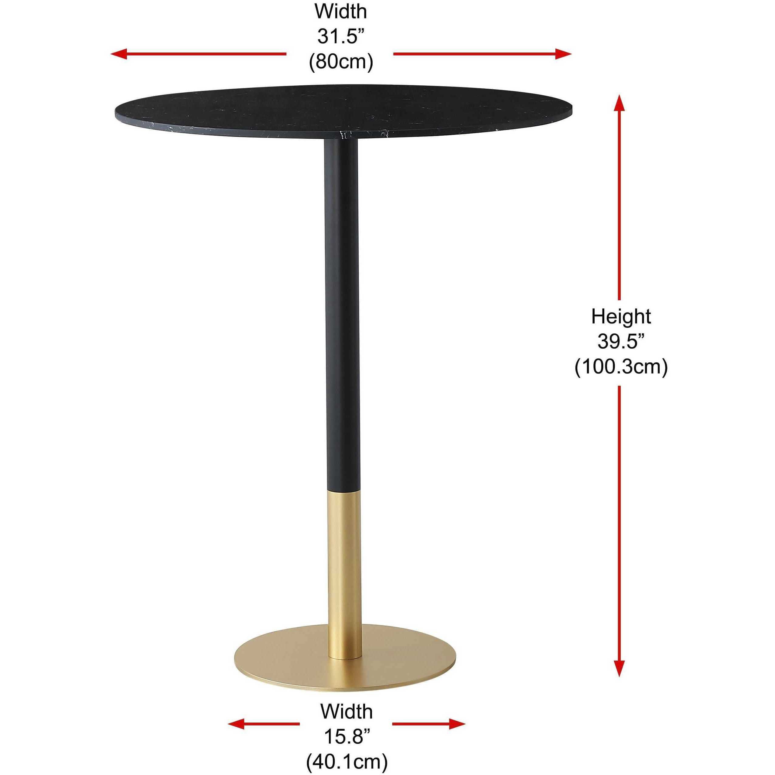 Ronan 39.5 X 31.5 inch Black and Gold Pub Table