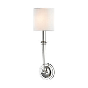 Lourdes 1 Light 6 inch Polished Nickel ADA Wall Sconce Wall Light, Off-White Linen