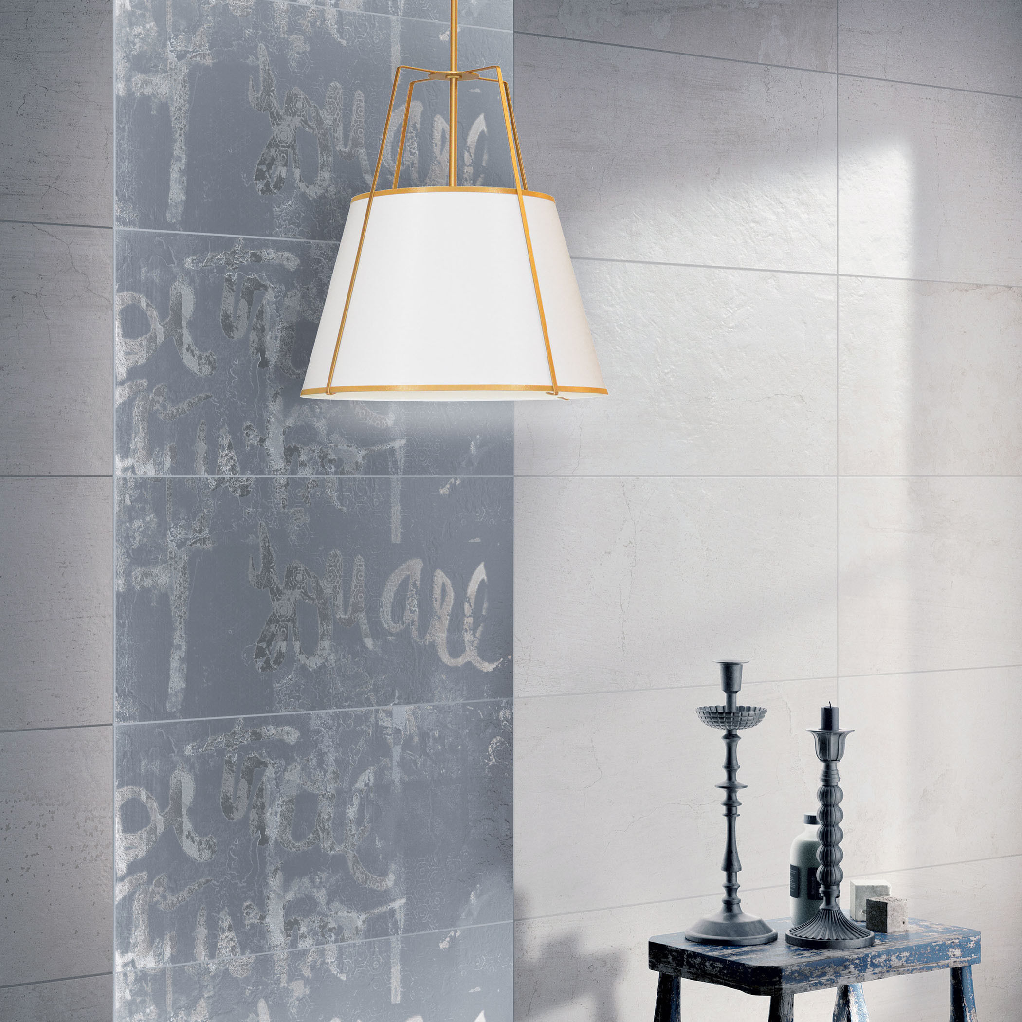 Trapezoid 1 Light 18 inch Gold with White Pendant Ceiling Light 