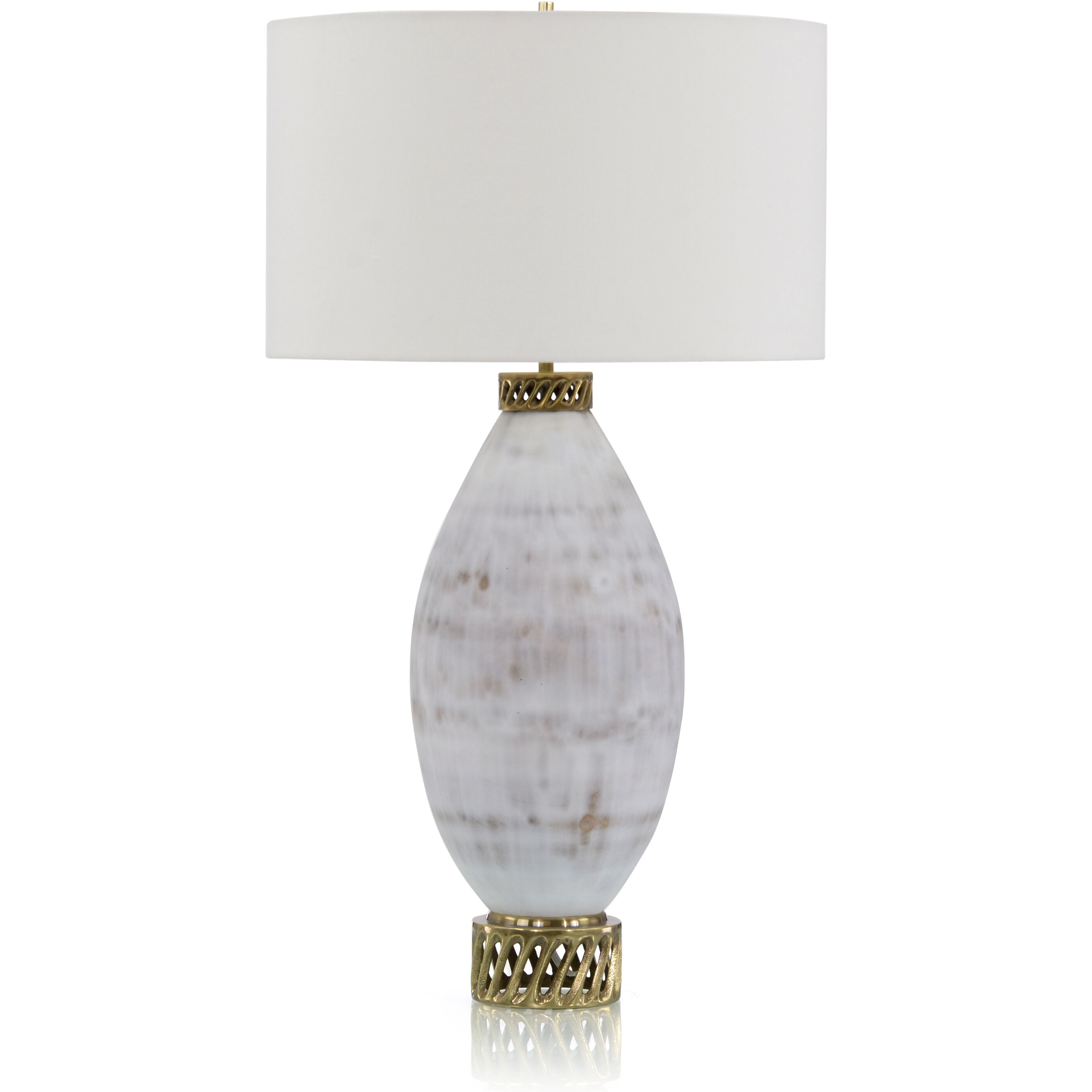 Leah White and Cream Table Lamp Portable Light
