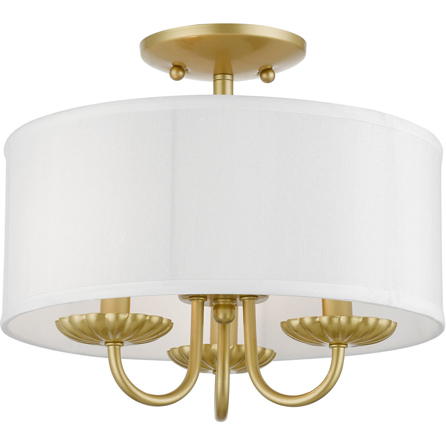 Brookdale 3 Light 13 inch Soft Gold Semi-Flush Mount Ceiling Light