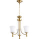 Rossington 3 Light 18 inch Aged Brass Mini Chandelier Ceiling Light in Satin Opal