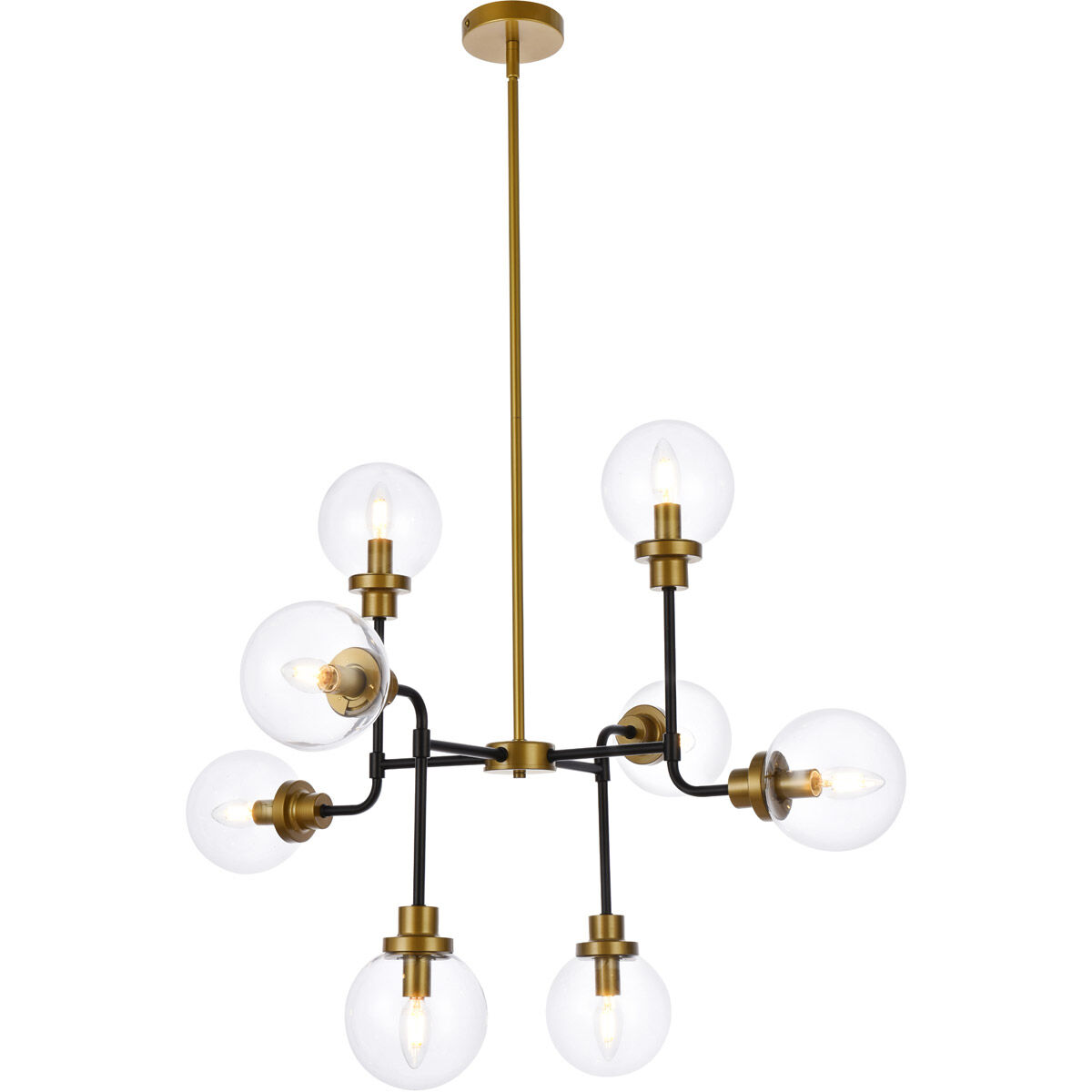 Hanson 8 Light 36 inch Black and Brass Pendant Ceiling Light in Brass and Black