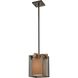 Crossbeam 1 Light 9 inch Oil Rubbed Bronze with Beige and Medium Oak Mini Pendant Ceiling Light