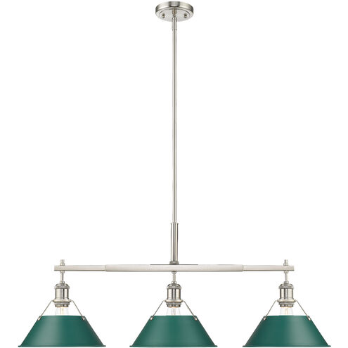 Orwell 3 Light 35.75 inch Pewter Linear Pendant Ceiling Light in Pine Green