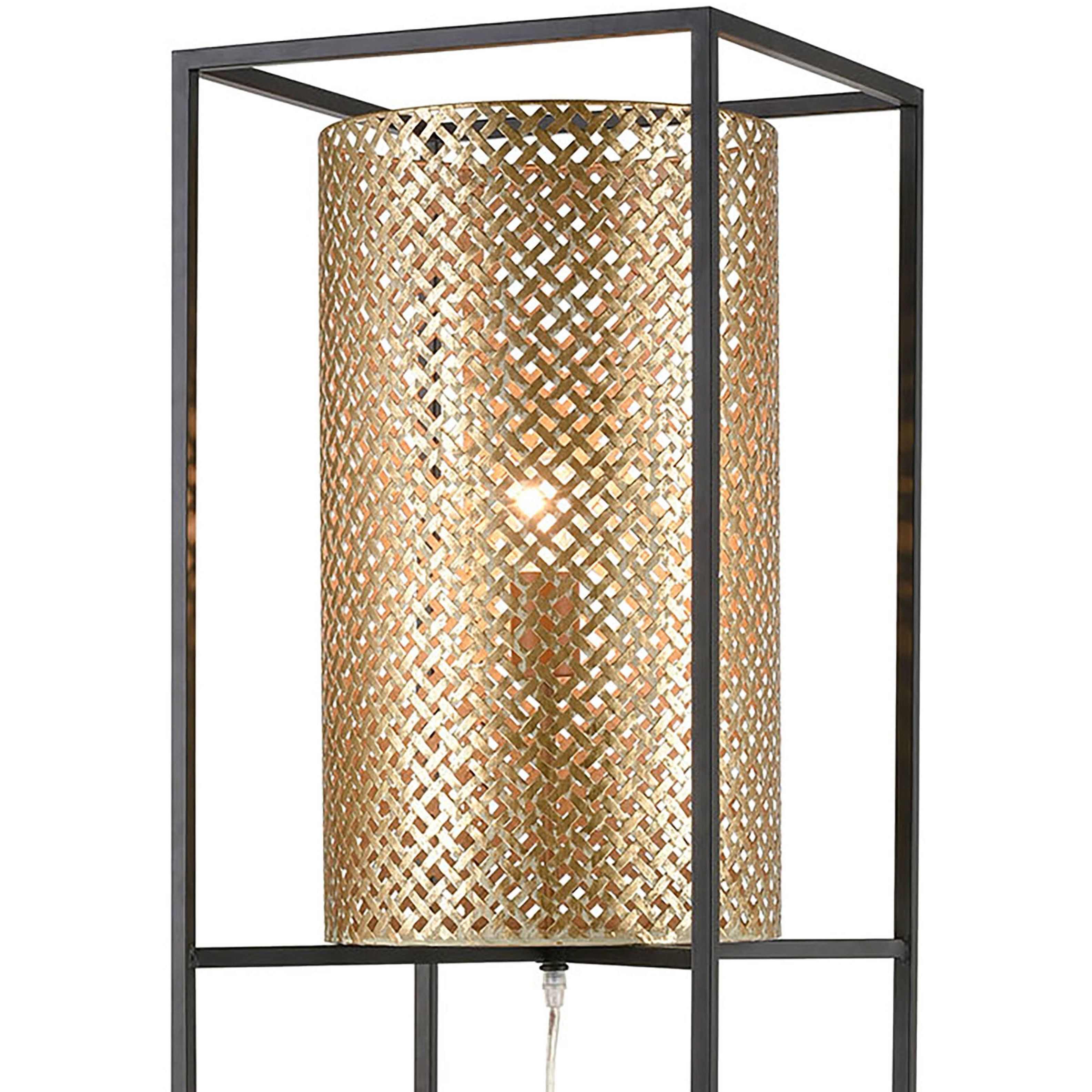 Gavia 60 inch 100 watt Antique Gold with Black Floor Lamp Portable Light