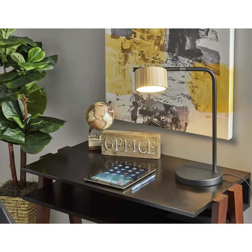 Roman 17 inch 10.00 watt Black / Natural Wood Desk Lamp Portable Light