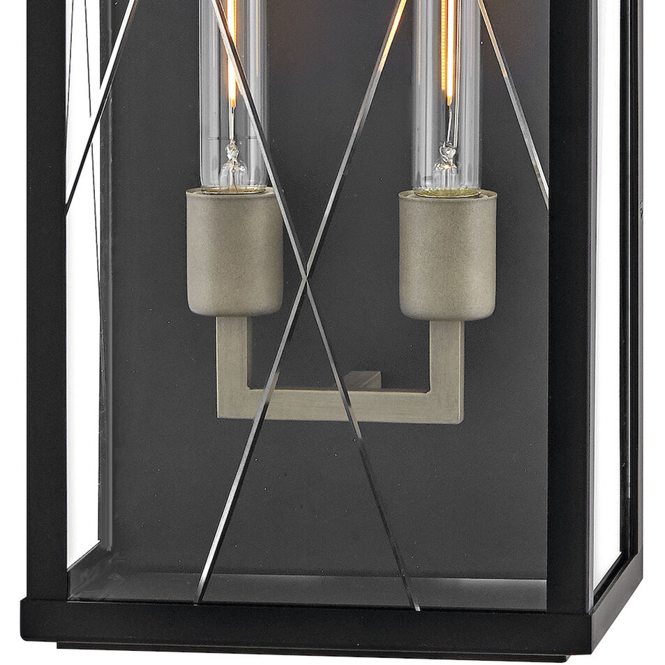 Monte 2 Light 25 inch Black with Burnished Bronze Outdoor Wall Mount