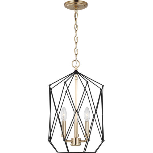 Zarra 3 Light 12 inch Satin Brass Pendant Ceiling Light