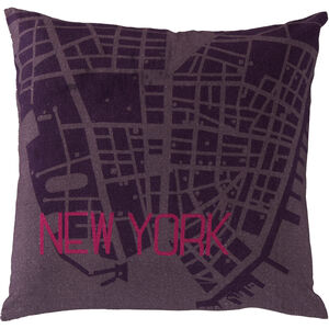 City Maps 18 inch Bright Pink, Navy, Dark Blue Pillow Kit