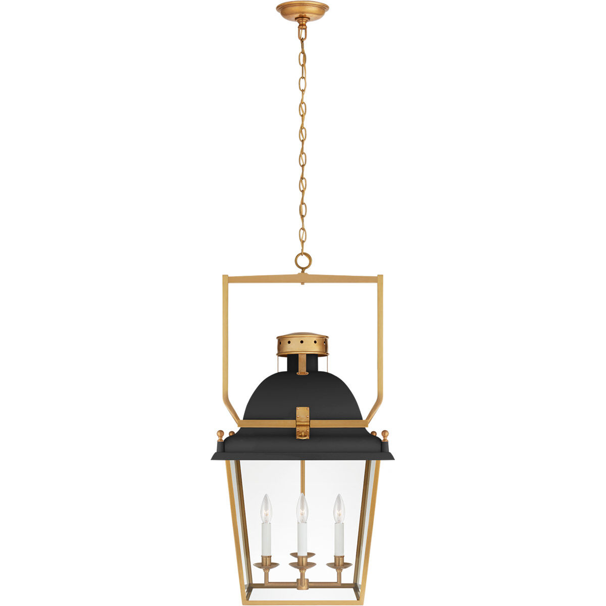 Black and brass lantern pendant top