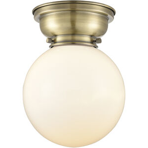 Aditi Large Beacon 1 Light 8 inch Antique Brass Flush Mount Ceiling Light in Incandescent, Matte White Glass, Aditi