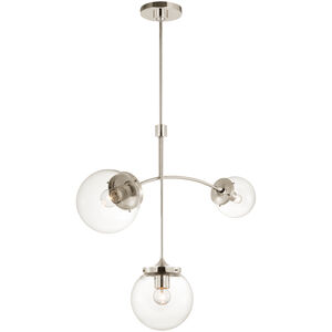 kate spade new york Prescott LED 27 inch Polished Nickel Chandelier Ceiling Light in Clear Glass, Small