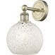 Edison White Mouchette 1 Light 8 inch Antique Brass Sconce Wall Light