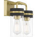 Marbridge 2 Light 12 inch Vintage Brass and Matte Black Bathroom Vanity Light Wall Light