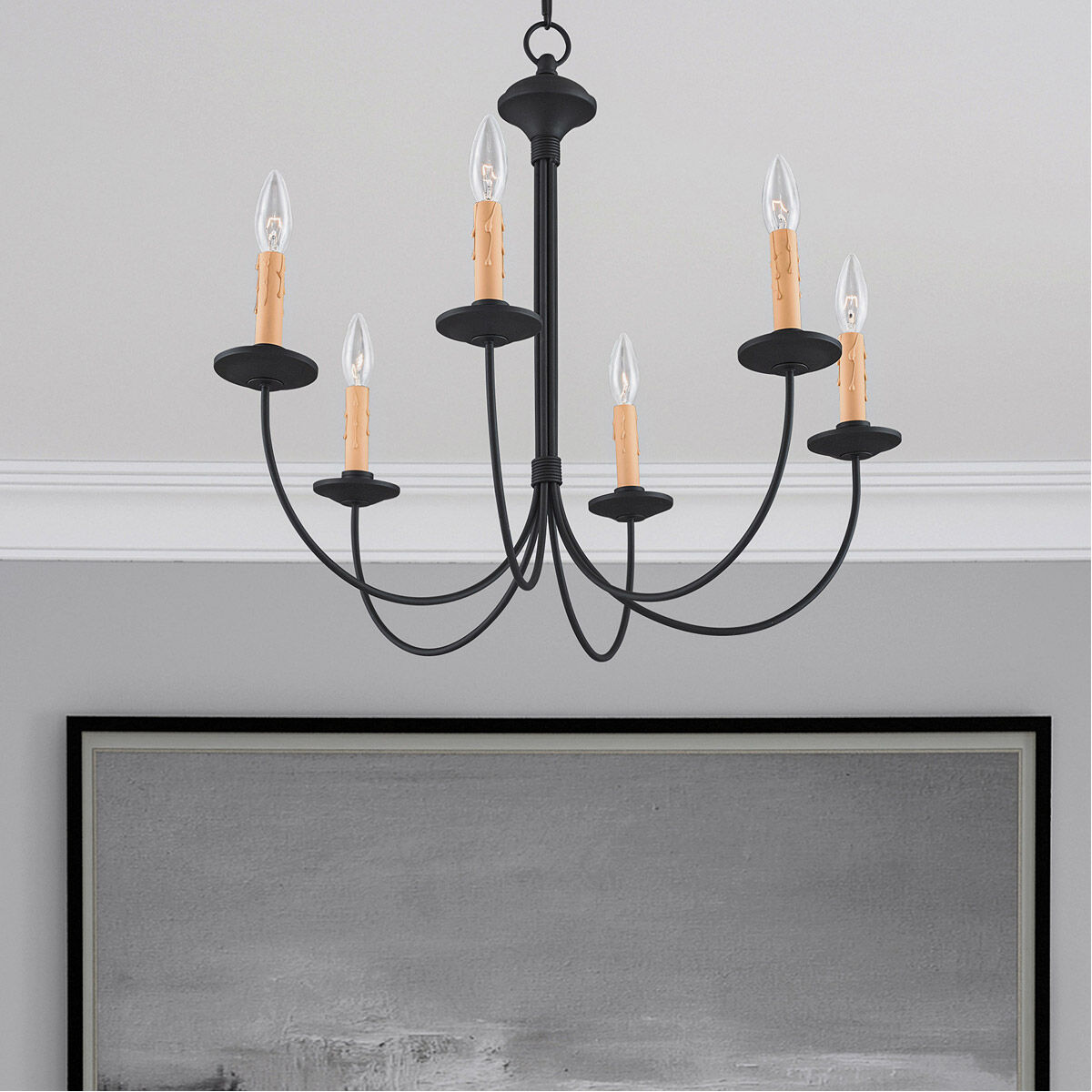 Heritage 6 Light 26 inch Black Chandelier Ceiling Light