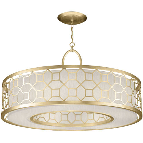 Allegretto 5 Light 48 inch Gold Pendant Ceiling Light in Gold Leaf, Champagne Fabric