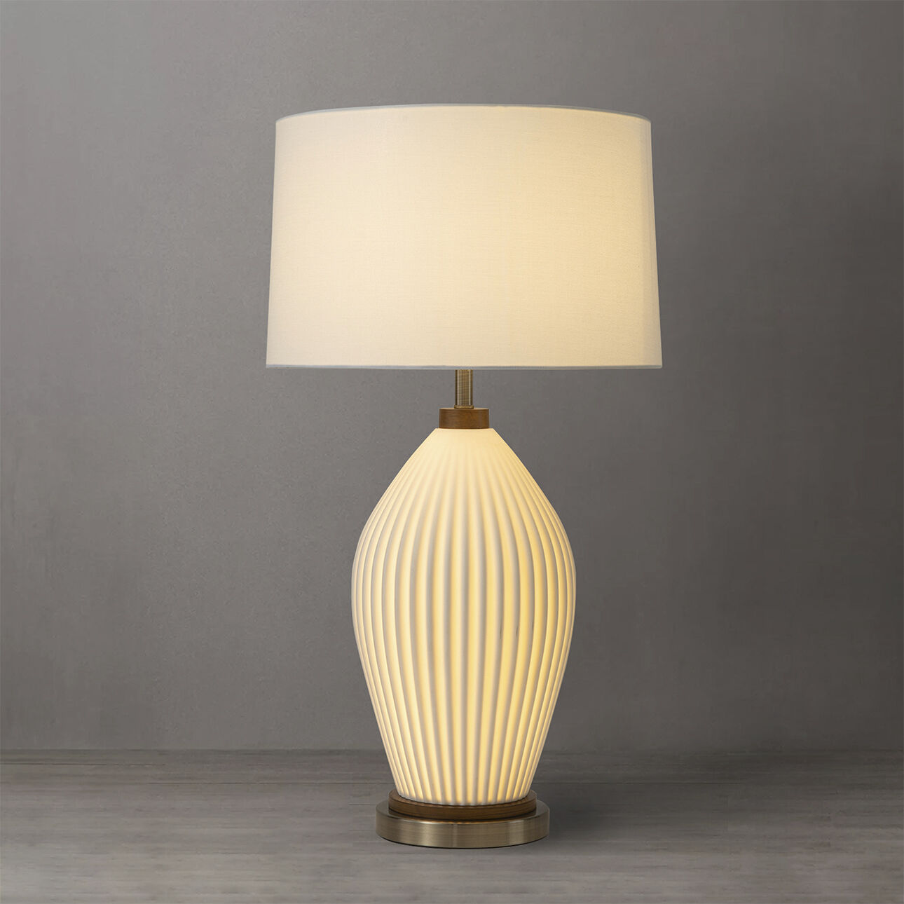 Santa Clara 30 inch 100.00 watt Walnut and White with Weathered Brass Table Lamp Portable Light