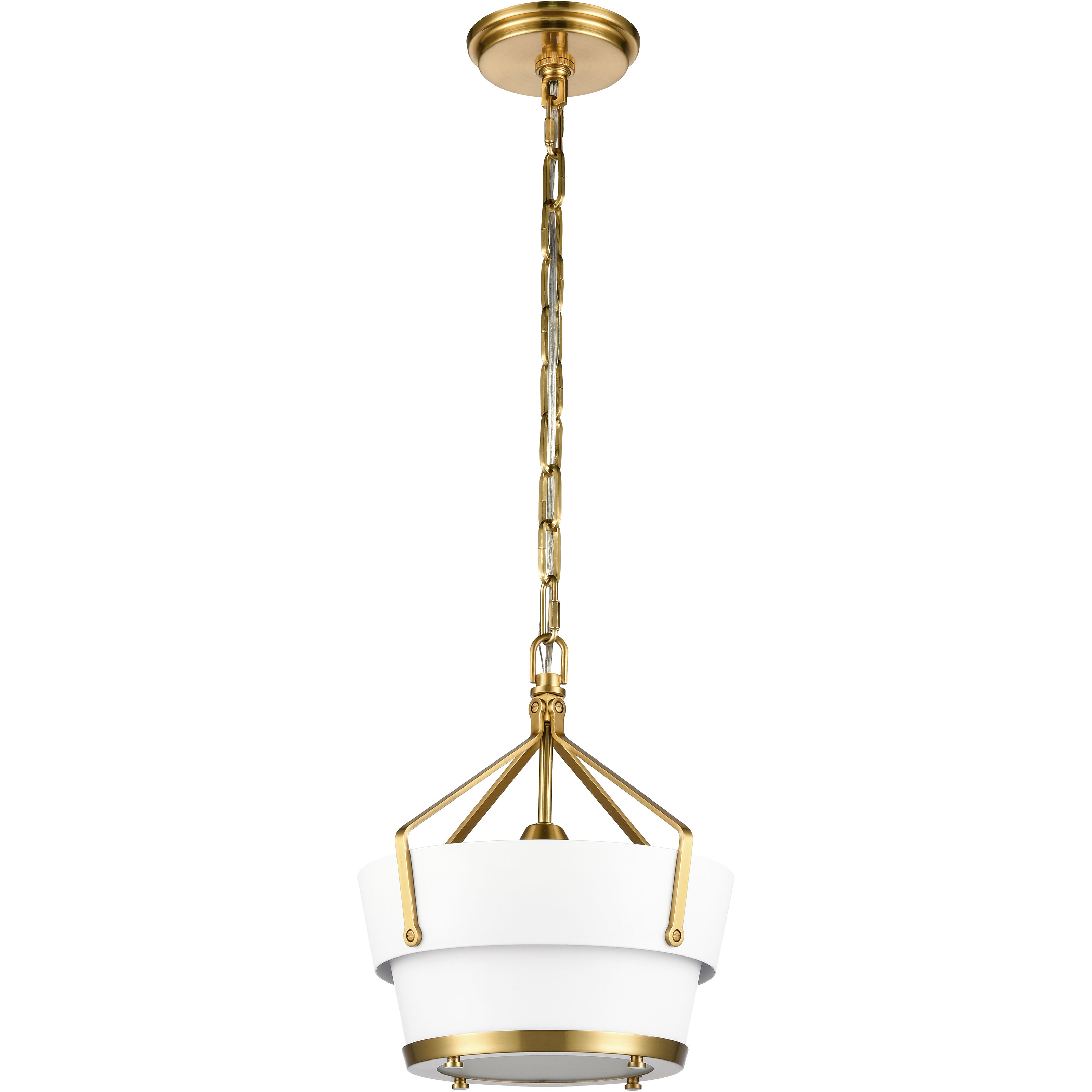 Marin Pendant Ceiling Light in Satin Brass with White