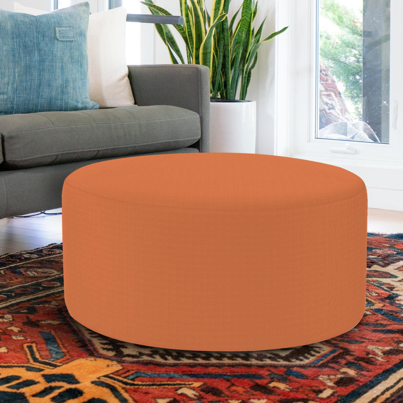 Universal 18 inch Seascape Canyon Outdoor Round Ottoman with Slipcover
