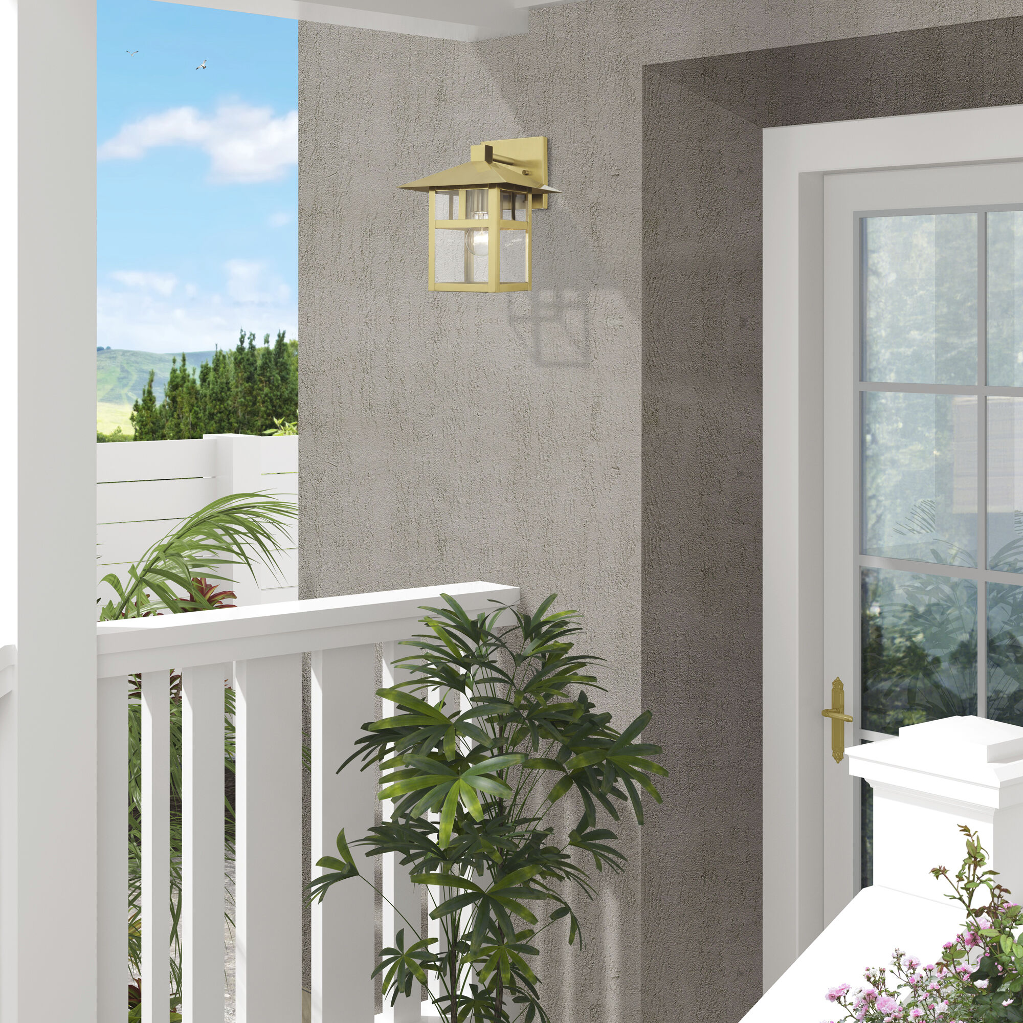 Crestlake 1 Light 11.5 inch Satin Gold Outdoor Wall Lantern