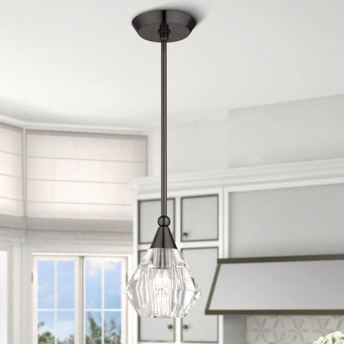 Brussels 1 Light 7 inch Black Chrome Pendant Ceiling Light, Crystal, Single