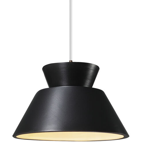 Radiance Collection 1 Light 11 inch Dark Bronze and Carbon Matte Black and White Pendant Ceiling Light in White Cord, Incandescent