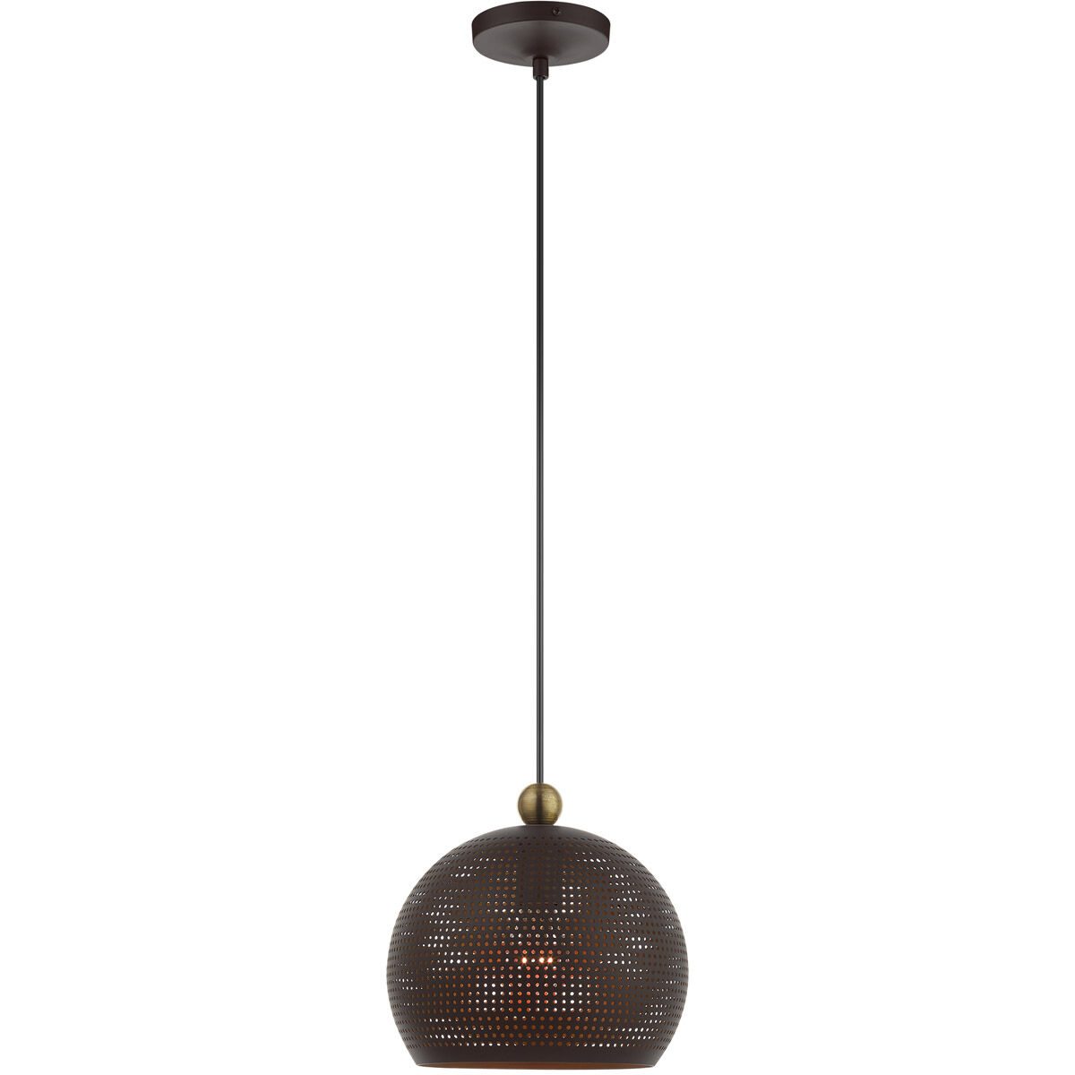 Dublin 1 Light 9.88 inch Bronze with Antique Brass Accents Pendant Ceiling Light
