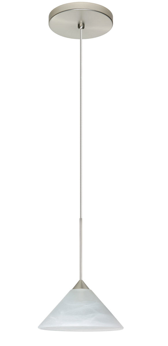 Kona LED Satin Nickel Pendant Ceiling Light in Marble Glass
