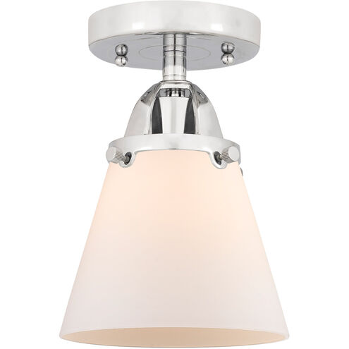 Nouveau 2 Small Cone 1 Light 6 inch Polished Chrome Semi-Flush Mount Ceiling Light in Matte White Glass