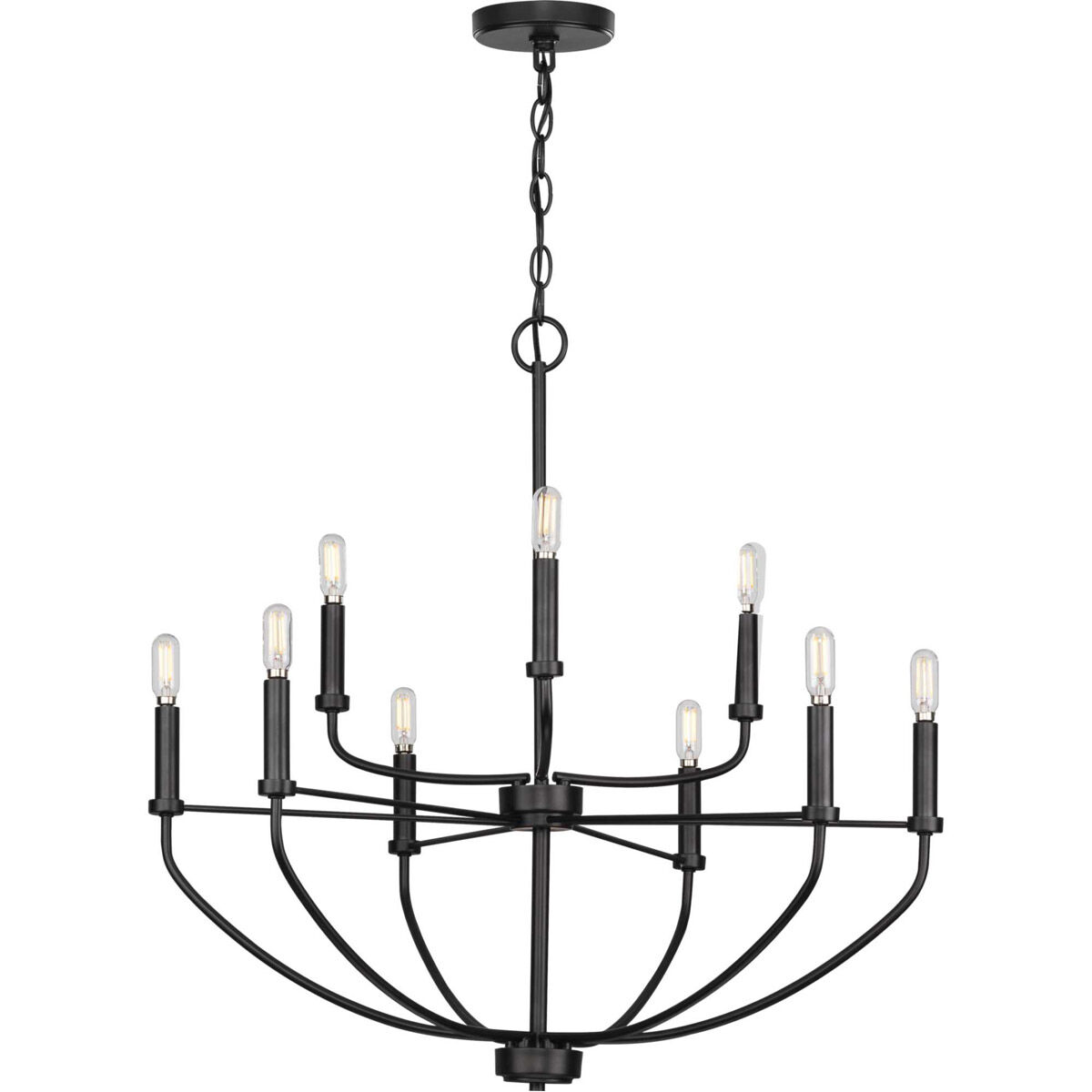Leyden 9 Light 28 inch Matte Black Chandelier Ceiling Light