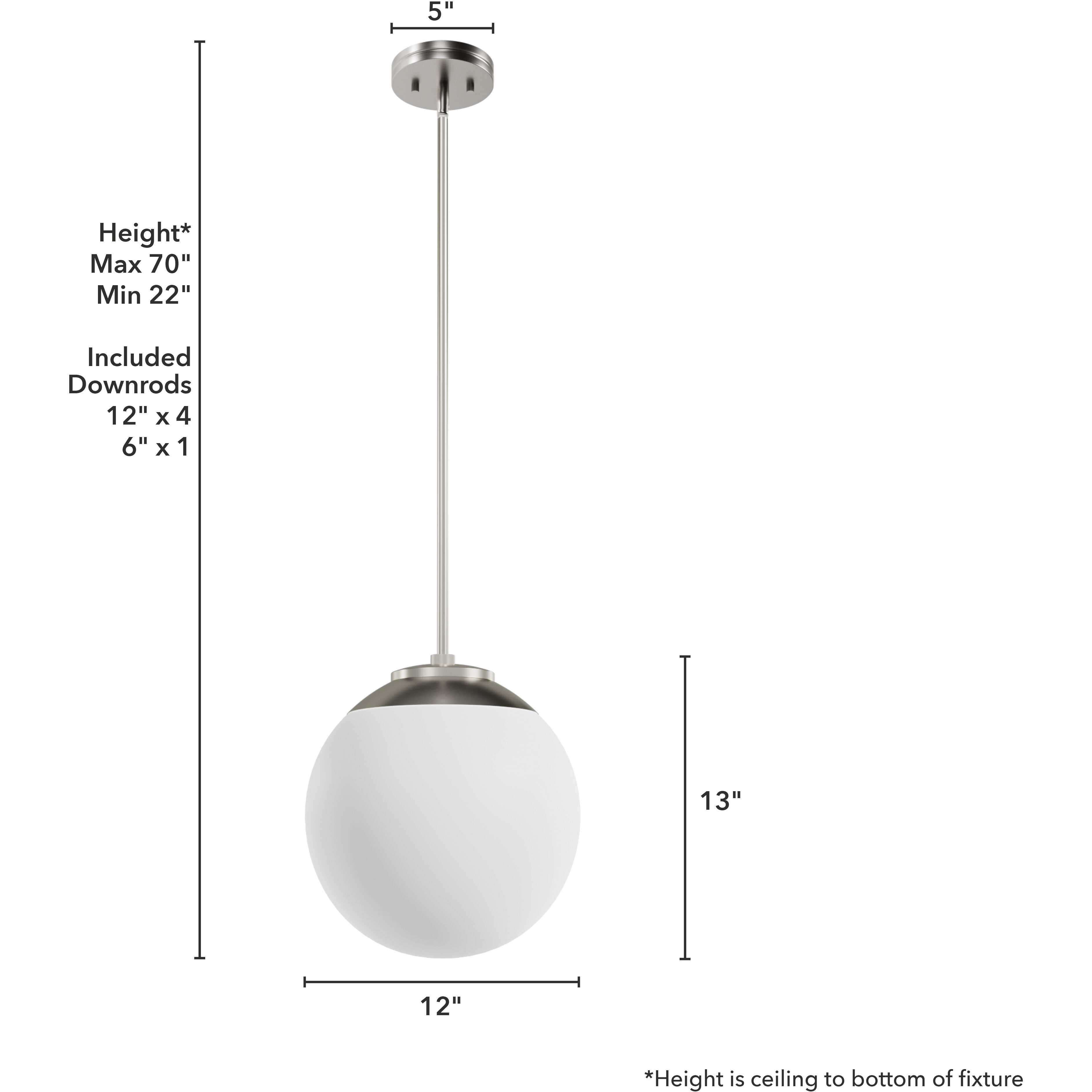Hepburn 1 Light 12 inch Brushed Nickel Pendant Ceiling Light, Medium