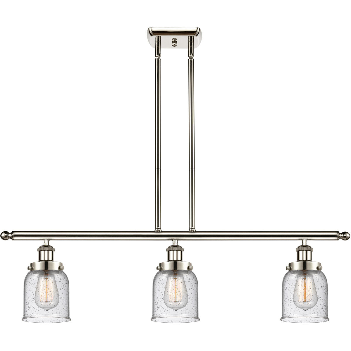 Ballston Small Bell 3 Light 36 inch Polished Nickel Island Light Ceiling Light in Seedy Glass