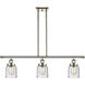 Ballston Small Bell 3 Light 36 inch Polished Nickel Island Light Ceiling Light in Seedy Glass