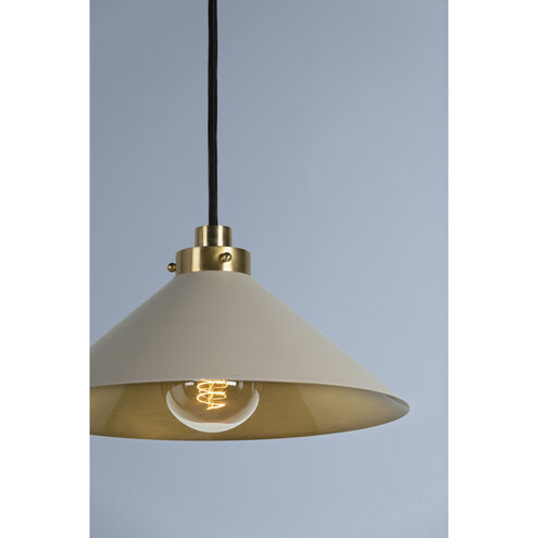 Clivedon 1 Light 12 inch Aged Brass/Off White Pendant Ceiling Light