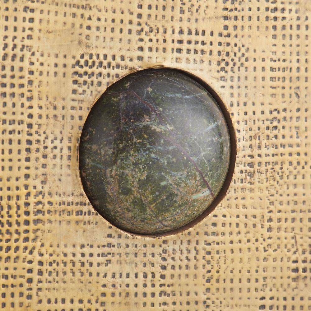 Garrick 5 inch Antique Brass and Jungle Marble Bookends, Set of 2